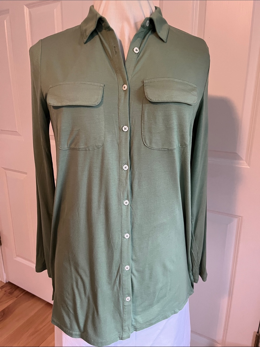 Lands' End Sage Green Long-Sleeve Button-Down Shirt